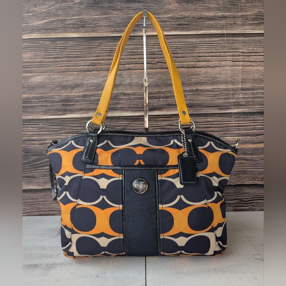 🌹Coach D 24541  Black and Orange Graphic Shoulder Bag - Picture 5 of 12